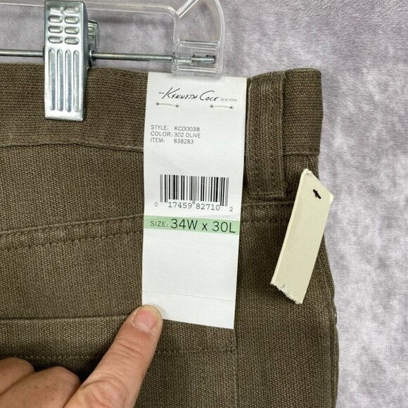 Kenneth Cole Mens Bedford Corduroy Straight Flat Front Pants Olive 34x30 NWT - Picture 4 of 10